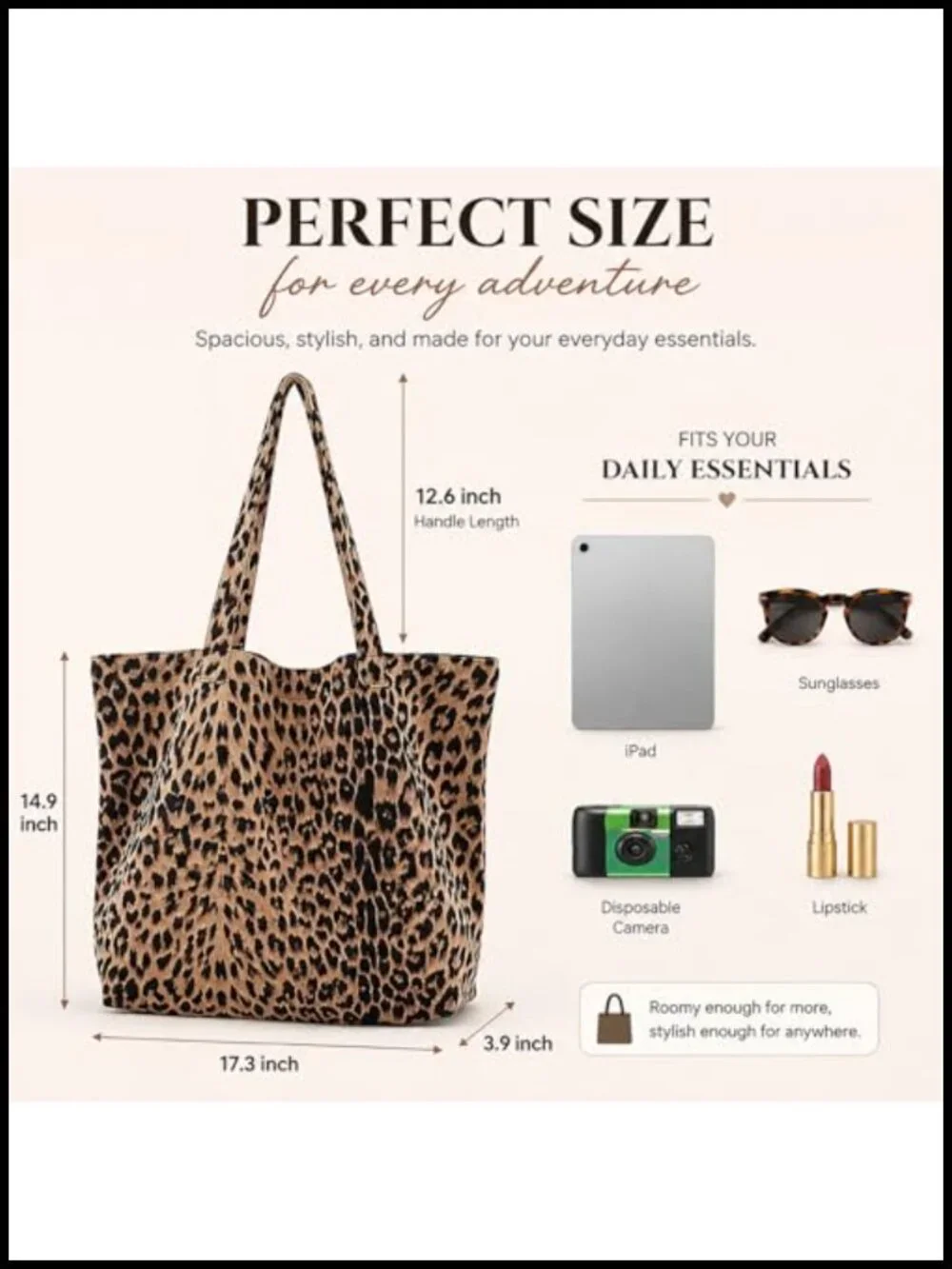 Women's Leopard Print Canvas Hobo Handbag Shoulder Bag Lightweight Tote